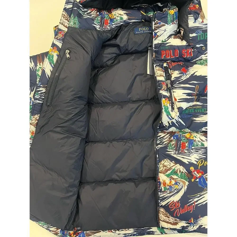 $398 Polo Ralph Lauren Water Repellent Graphic Ski Print 700 Down Jacket Coat S